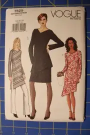 Vogue Pattern #7525 Size 14-16-18 Misses Dress, Tunic, Skirt & Pants