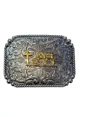 Christian Cowboy Belt Buckle For Man 4 1/4"x3 1/8" Silver Tone/Gold