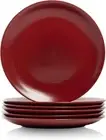 10 Wazee Matte 10.5" Coupe Dinner Plate, Set of 6, Red
