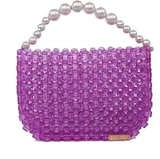 [PEARLFIESTA] Pearl Crystal Beaded Bag For Women - Personalized Custom Tote Woman Top Handle Bags Cross Body Bags For Ladies & Girls Party Wedding Latest Ethnic Evening Bag