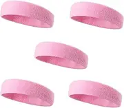 [BELLIFFY] 5Pcs Elastic Sports Headbands for Sweat Absorption Comfortable Breathable Hair Bands for Gym Yoga Running Fashionable Design Fit Gentle Material