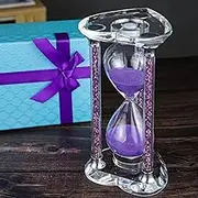60 Minutes Sand Timers,Heart Shaped Crystal Hourglass, Sand Clock with Gift Box (Purple)