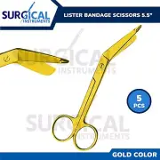 5 Pcs (Five) Pieces Bandage Scissors Nurses Surgical Instrument Full Gold