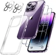 [5 in 1] Shockproof Bumper Phone Cover For iPhone 13 Pro 6.1-Inch, with 2-Pack Screen Protector and 2-Pack Camera Lens Protector
