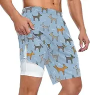 [ZZXXB] Terrier Dogs Athletic Shorts for Men with Pockets 2 in 1 Quick Dry Running Shorts S-3XL