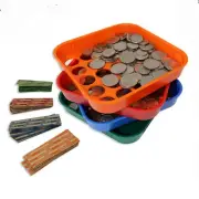 Coin Sorter Tray - 4 Color-Coded Change Sorting Trays with 40 Coin Wraps