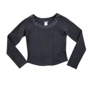 Truce Girl's Black Rayon Knit Long Sleeve Stud Decor Top Youth Size XL / 16