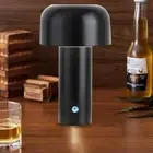 LED Mushroom Table Lamp 1800mAh Touch Switch Rechargeable Night Lamp (Black)