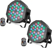 UKing 2 Pieces RGB Battery LED Par Spotlight Outdoor, Rechargeable 36 LED Stage Light with Remote Control, 7CH Party Light, 7 Modes Light Effects for DJ, Disco, Wedding, Christmas, Stage Lighting