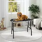 Pet Grooming Table Dog Cat Salon Desk Adjust Height Foldable Mobile Anti Slip