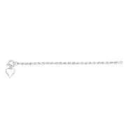 Sterling Silver Heart Charm Bolt Ring Clasp 90 Gauge Rope 19cm Bracelet