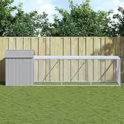 Outdoor Chicken Cage Coop with Run Light Grey 117x405x123 cm Galvanised Steel