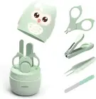 4in1 Baby Nail Care Kit w/ Clipper, Scissor, File, Tweezer, Manicure Set - Green