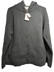 NEW Womens Sz: XL Talbots 100% Lambswool Button Front Hooded Cardigan Sweater