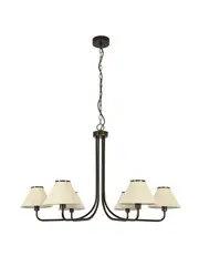 Alana 6 Light Pendant in Bronze with Natural Linen Shade