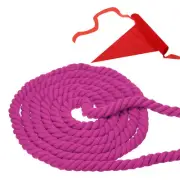25' Tug of War Rope for Adults Teen Twisted Cotton Rope with Flag Rose Red