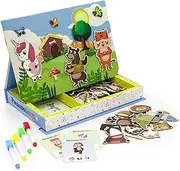 PicassoTiles 112 Piece Magnetic Mix & Match Animal Building Activity DIY Combination Puzzle Book Kid Toy Set Educational Playset STEM Learning, 20 FREE Unique Animals Creative Inspirational Idea Cards