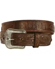Ariat Men's Floral Concho Leather Overlay Belt A1022202