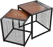 Coffee 2Pcs Stacking Nesting Coffee Set of 2 End Side Set Living Room Sofa Snack Brown/Walnut,Brown Feito na China Comfortable Anniversary