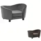 Dog Cat Sofa Couch 69x49x40 cm Plush and Faux Leather Black/Dark Grey vidaXL