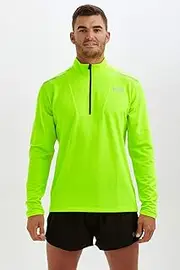[time to run] Men's Long Sleeve Quick Dry Thermal Lightweight Grid Zip Neck Running/Training/Warm Up/Sports/Fitness Top