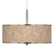 Giclee Glow Rustic Woodwork 16" Wide Drum Shade Pendant Light