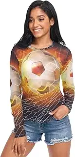 Flaming Soccer Ball Bursting Net Sheer Shirts, Transparent Top S-XXL