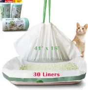 Cat Litter Box Liners Jumbo, 30 Count Extra Thick 4 Mils Durable Disposable Draw