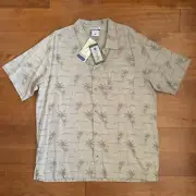 Columbia Shirt Men XL All Over Print Fish Palm Tree Button Up Short Sleeve NWT