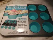 Muffin Pan With 12 Reusable Silicone Cupcake Holders, Cucina Vita Non-stick New