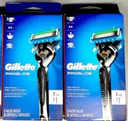 2xGillette Proglide 1 RAZOR + 2 Refill Razor Blade Cartridges(5 Blades In Each).