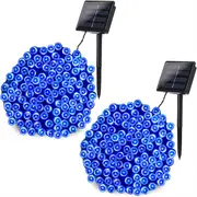 Nevenka 2Pcs Solar Christmas Lights 39ft 100 LED 8 Modes Solar String Lights Waterproof-Blue