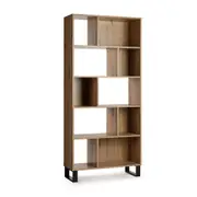 Caleb Bookshelf Display Cabinet 5 Tier Industrial Bookcase Storage Display Shelf Woodgrain and Black