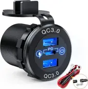 Nilight Quick Charge Socket PD Type C QC3.0 Dual USB Charger 12V 24V Car Outlet