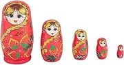 Matryoshka Russian Nesting Dolls 5-Layer Nesting Dolls Cute Hand-Painted Strawberry Pattern Matryoshka Wooden Creative Educational Toy Cute and Fun Gift (Color : Red)
