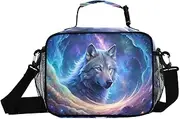 Wolf Head Galaxy Nebula Insulated Lunch Box for Women Men - Ideal for Work, Picnics - Includes Adjustable Shoulder Strap