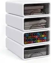 Desk Storage Box Stackable Desktop Storage Drawers for Stationery Supplies, Plastic Desk Organizer Desk Supplies Storage Organiser for Office, Dorm, Bathroom(4PCS)
