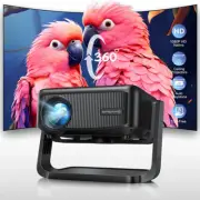 [360°Adjustable Stand] Mini Projector with WiFi and Bluetooth: Electric Focus &