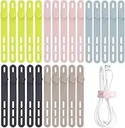 Oligei 25 Pcs Silicone Cable Ties, Cable Ties Reusable, High Elasticity Cord Wraps for Electrical Cords, Cord Organizer for Earphone, Phone Charger(Colorful)