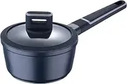 [MasterPro] Indigo | Saucepan 16 cm Diameter and 8.5 cm Height with Lid | Cast Aluminium | Extremely Non-Stick Coating | Soft Touch Handle | All Hob Types