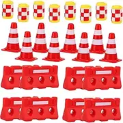 Milisten 36pcs Mini Traffic Cones with Fences and Buckets Learning Traffic for Ages Educational Playset for Imaginative Play