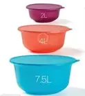 New Tupperware Set of 3 Aloha Bowls 2L 4L & 7.5L