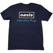 Oasis Unisex Adult Definitely Maybe Text Logo T-Shirt Navy Blue L