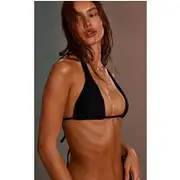Black Knot Detail Padded Triangle Bikini Top, Black