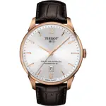 【TISSOT 天梭】杜魯爾系列機械動力80手錶-銀X玫瑰金框/42MM 開學(T0994073603700)