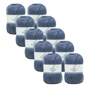 10x Malli Titanium Grey Blend Basic 100g Knitting Craft Yarn Acrylic/Poly