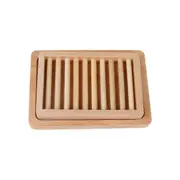 Natural Wooden Soap Dish Rustic Bar Soap Holder Sponges Draining Tray Rack Plate