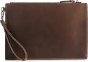[JANeGWXRUuW] Vintage Men's Leather Clutch Bag Business Document Bag for Travel, Home, Camping