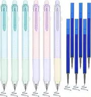 BAYTORY Pastel Erasable Gel Pens, 6Pcs Blue Ink Pens & 6Pcs Refills, Aesthetic Rub Out Pens Blue Ink with Eraser, Smooth Writing Pen for Home School and Office Supplies（Ball Eraser）