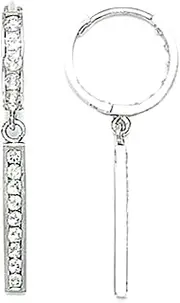 [JewelryWeb] 14k White Gold CZ Simulated Diamond Chain Hinged Long Drop Dangle Earrings 30x12mm-Dangle Earring for Women and Men
